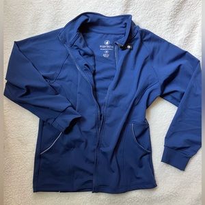 Polyester and spandex blue body glove zip up